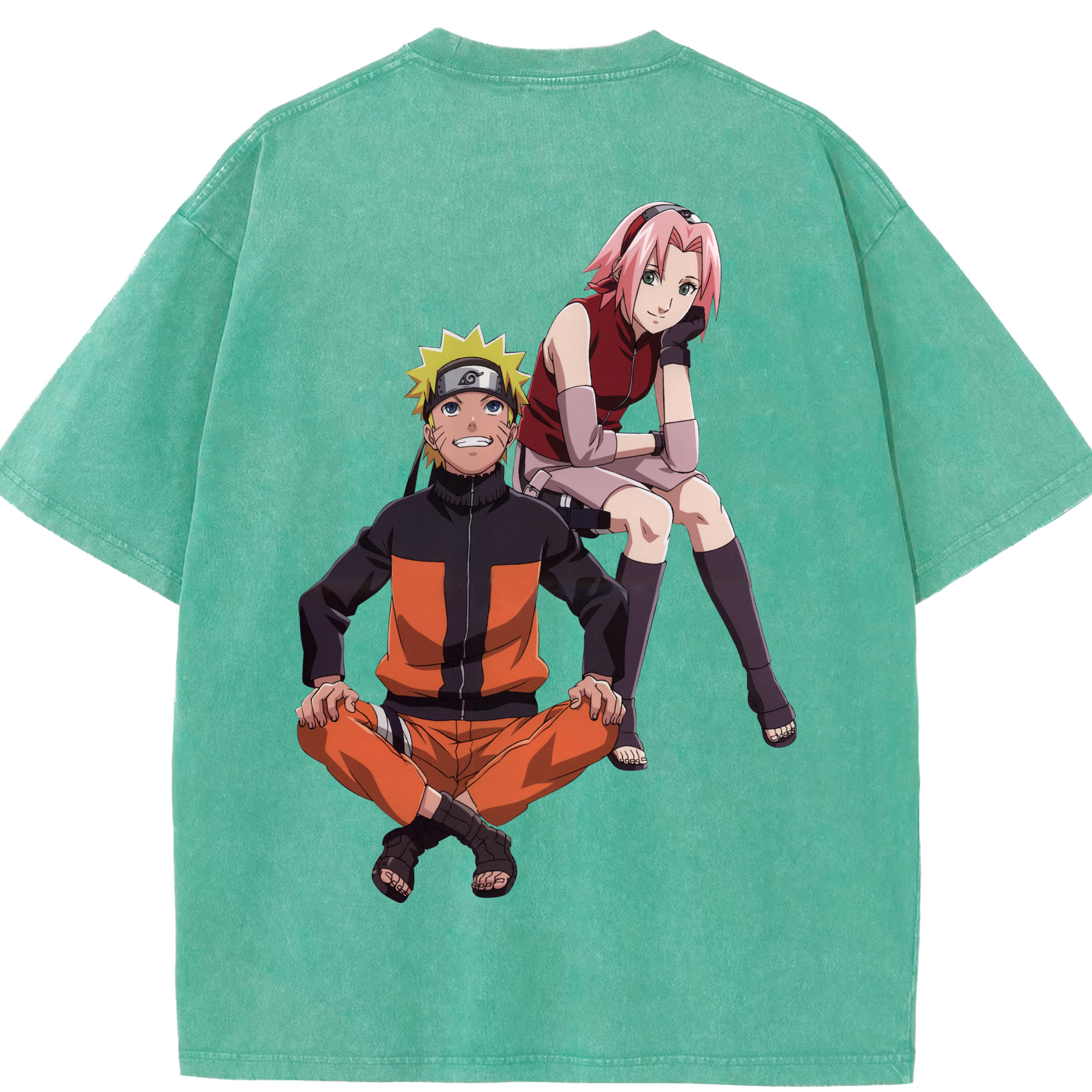 （画像用） NARUTO -ナルト- うずまき ナルト Uzumaki Naruto 綿100% ヴィンテージ風 半袖Tシャツ（背面プリント）